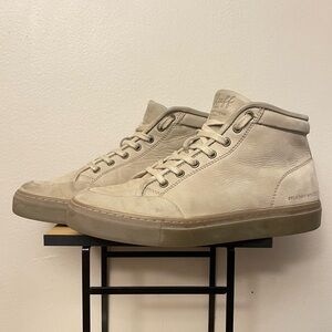 Belstaff Light Tan High-Top Leather Sneakers - Made in Portugal Size 10.5